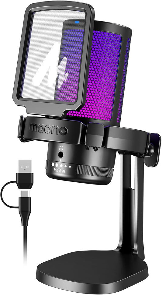 Maono DM20 USB Gaming Microphone With Boom Arm