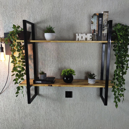 Metal & Wood Dual Hanging Shelf