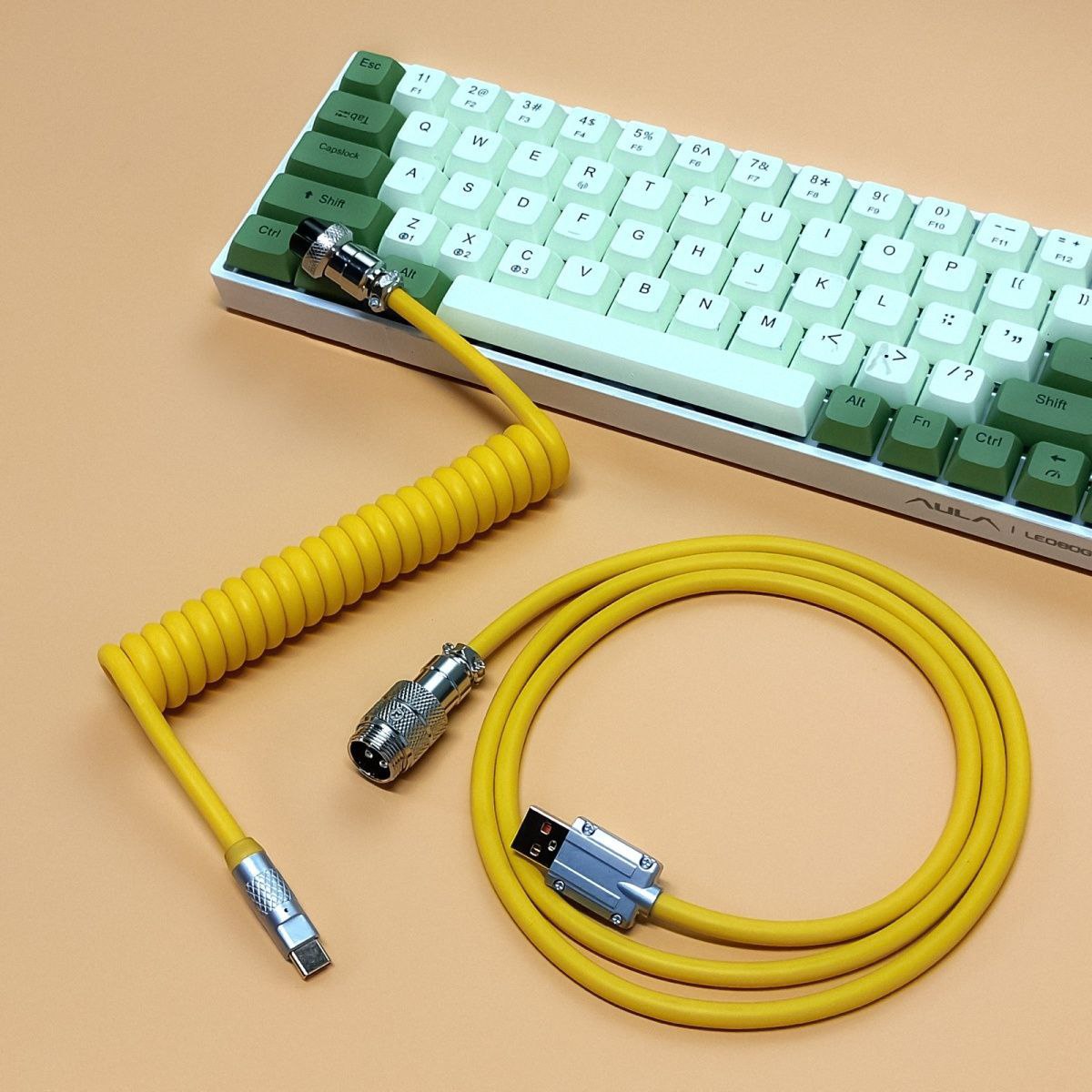 PU Aviation Telescoping Connector Cable for Mechanical Keyboard